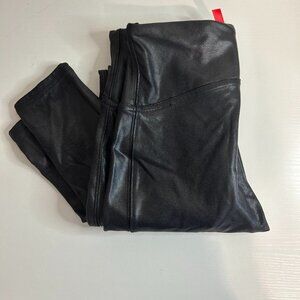 SPANX Weathered Faux Leather Leggings, Black S‎
